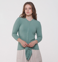 Lilac Ribbed Tie Waist Top