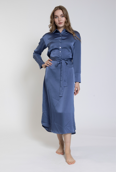 Zoey + Oliver  Satin Button Down Flair Dress