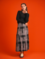 Noni Plaid Midi Skirt