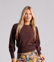 Ivee Puff Sleeve Henley Sweater