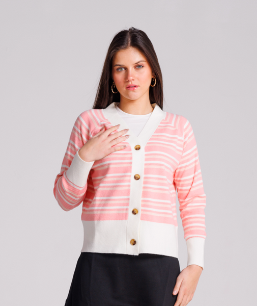 Cable Striped Cardigan