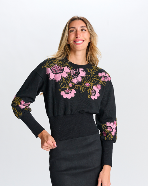 Ladies Stitched Flowers Sweater