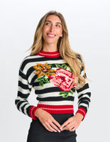 Paper Parachute Striped Embroiderd Floral Sweater