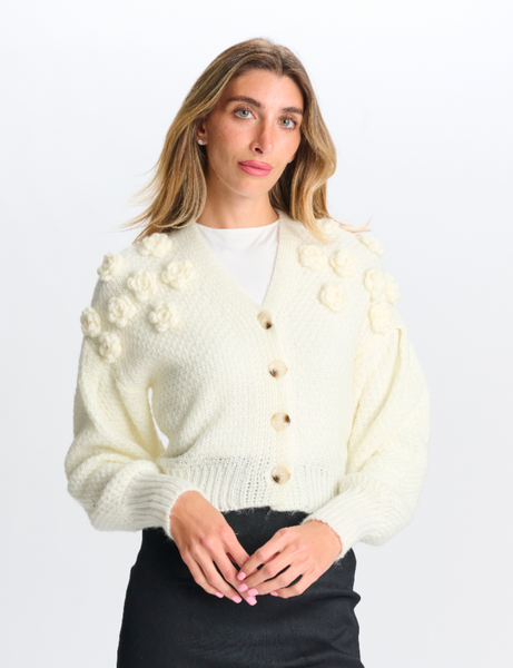 Paper Parachute Flower Trimmed Cardigan