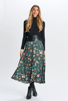 Paper Parachute Leather Waistband Printed Skirt