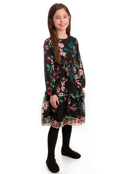 Luella Chiffon Floral Embroidered Dress