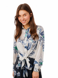 Metallic Floral Silk Top