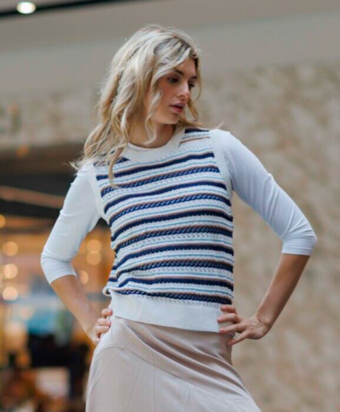 Ivee Open Weave Stripe Vest