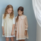 Belati Striped Scallop Collar Dress