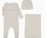 Bee & Dee Watercolor Bib Footie, Hat & Blanket