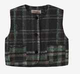 Tustello Plaid Printed Crewneck Vest & Pleated Skirt Set