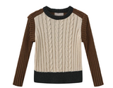 One Child Poppy Cable Knit Trim Sweater Set