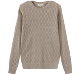 Beige Tulip Design Knit Crew Neck