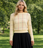 Pause Plaid Cable Sweater