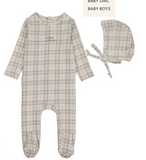 Lilette Tartan Print Footie & Hat Set
