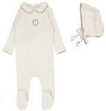 Lilette Velour Crest Emblem Footie & Hat Set