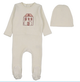 Lilette Stitched Graphic Velour Footie & Hat Set