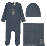 Lilette Bicycle Footie, Hat & Blanket Layette Set