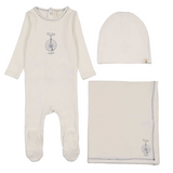 Lilette Bicycle Footie, Hat & Blanket Layette Set