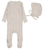 Lilette Linear Print Footie & Hat Set