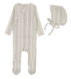 Lilette Linear Print Footie & Hat Set