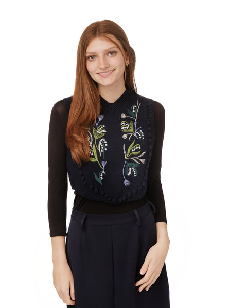 La Simona Floral Embroidery Vest