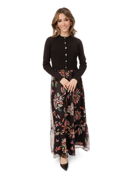La Simona Print Dress w/ Cardigan