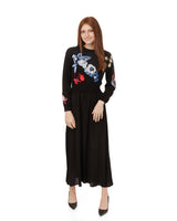 Donna Bella Floral Embroidered Knit Overlay Dress