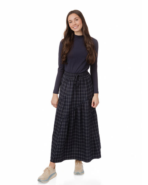 Madison + Park Plaid Skirt with Ruffle