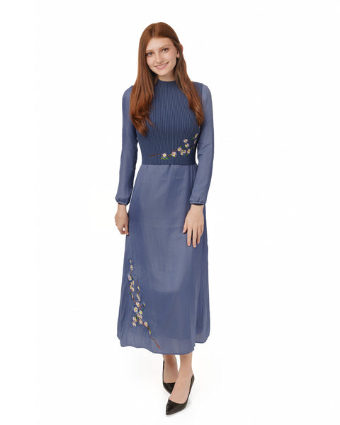 Donna Bella Embroidered Dress w Knit Vest Overlay
