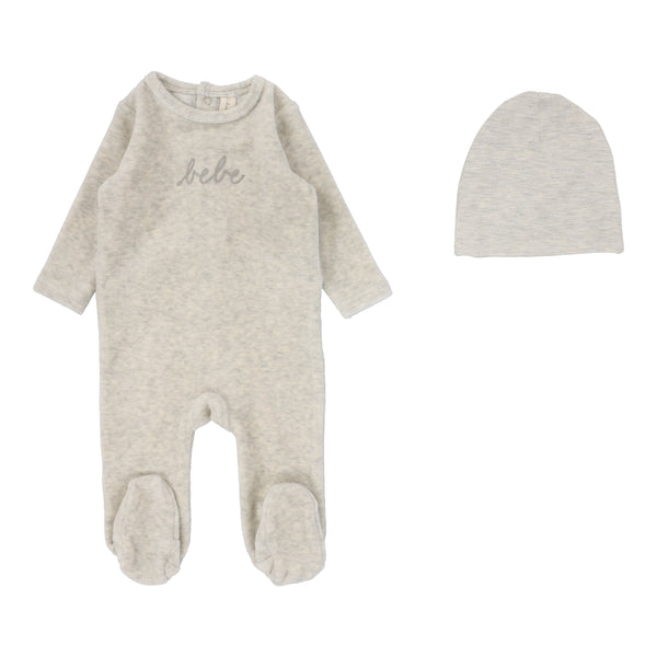 Lilette Velour Bebe Footie & Hat Set
