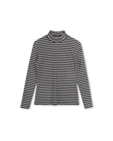 Tweed Stripe Jersey Mock Neck Tshirt