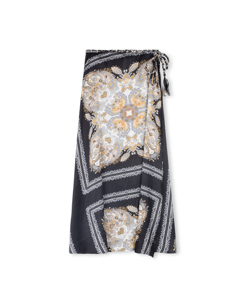 Epik Wrap Printed Paisley Skirt