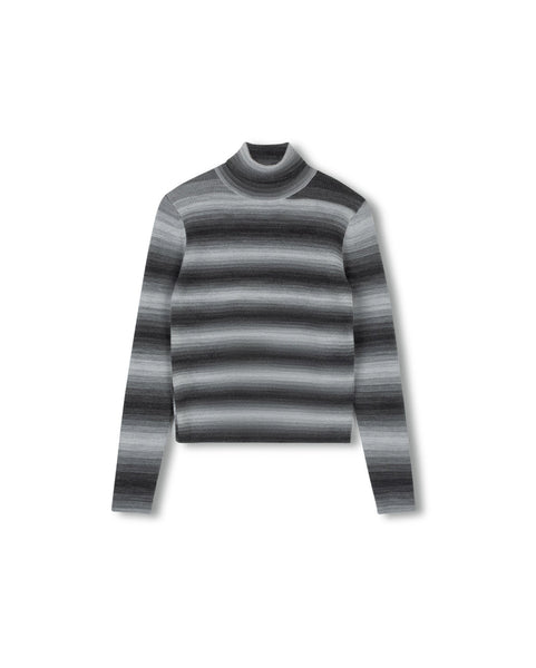 Slate Striped Knit Turtleneck