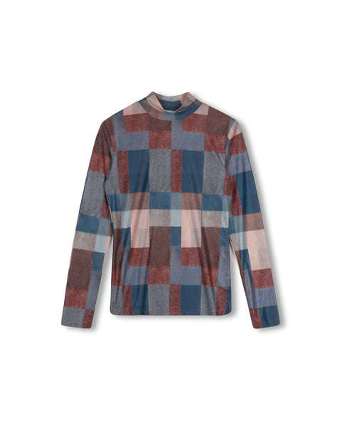 Portrait Mesh Box Printed Turtleneck