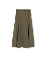 Beige Drop Seam Paneled Denim Skirt