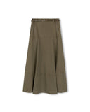 Beige Drop Seam Paneled Denim Skirt