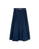 Beige Drop Seam Paneled Denim Skirt