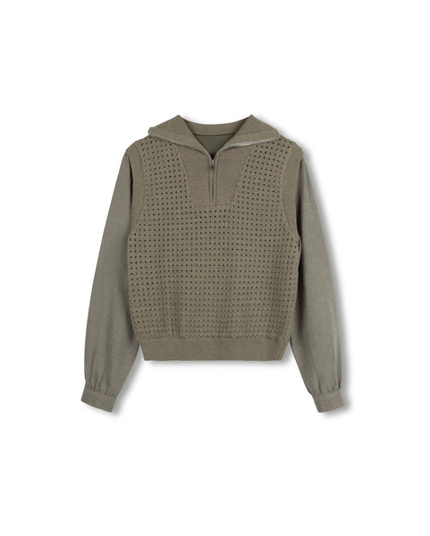 Slate Linor Crochet and Cupro Top