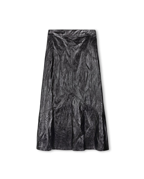 Slate Creased Effect Leather Skirt