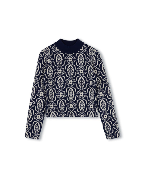 Begonia Knit Printed Trimmed Cardigan