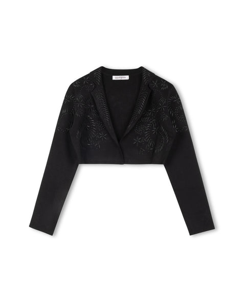 Georgette Knit Embroidered Crop Blazer