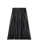 Story Rounded Cross Over Seam Leather Skirt