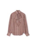 Portrait Neck Tie Silk Blouse