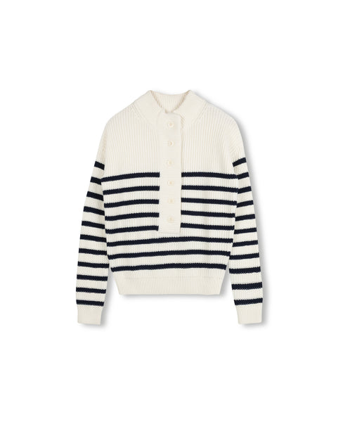 Beige Stripe Cotton Sweater