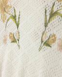 Portrait Floral Knit Scalloped Crew Neck Top
