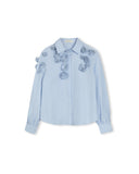 Portrait Flower Embellished Blouse