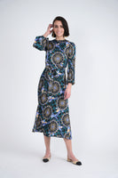 Club Malibu Print Satin Pleated Dress