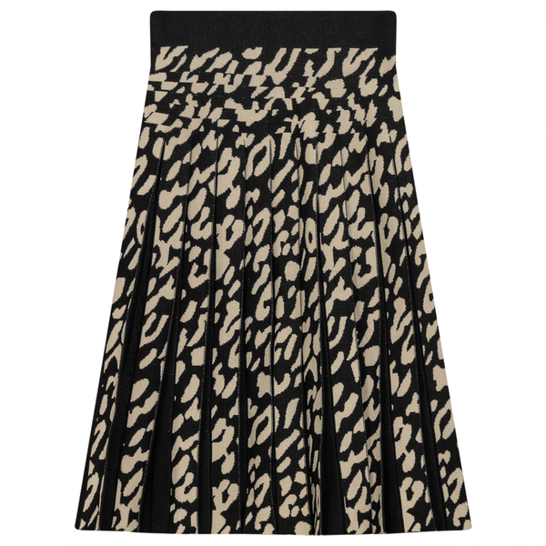 Noni Leopard Print Pleated Skirt