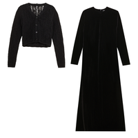MiuMax Velour Maxi Dress W Crochet Cardigan Set Hats to Hose MiuMax Velour Maxi Dress W Crochet Cardigan Set Hats to Hose